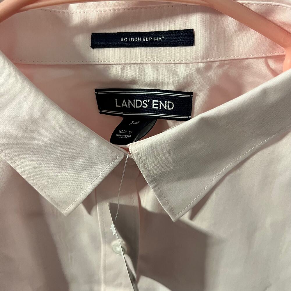 Women's Lands End Long Sleeve No iron Dress Shirt Size 14 - Picture 3 of 4